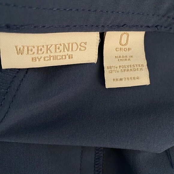 Chico's Size 0 (Small) Weekends Crop Pants Blue Pockets Lightweight Airy Comfort - Picture 5 of 6